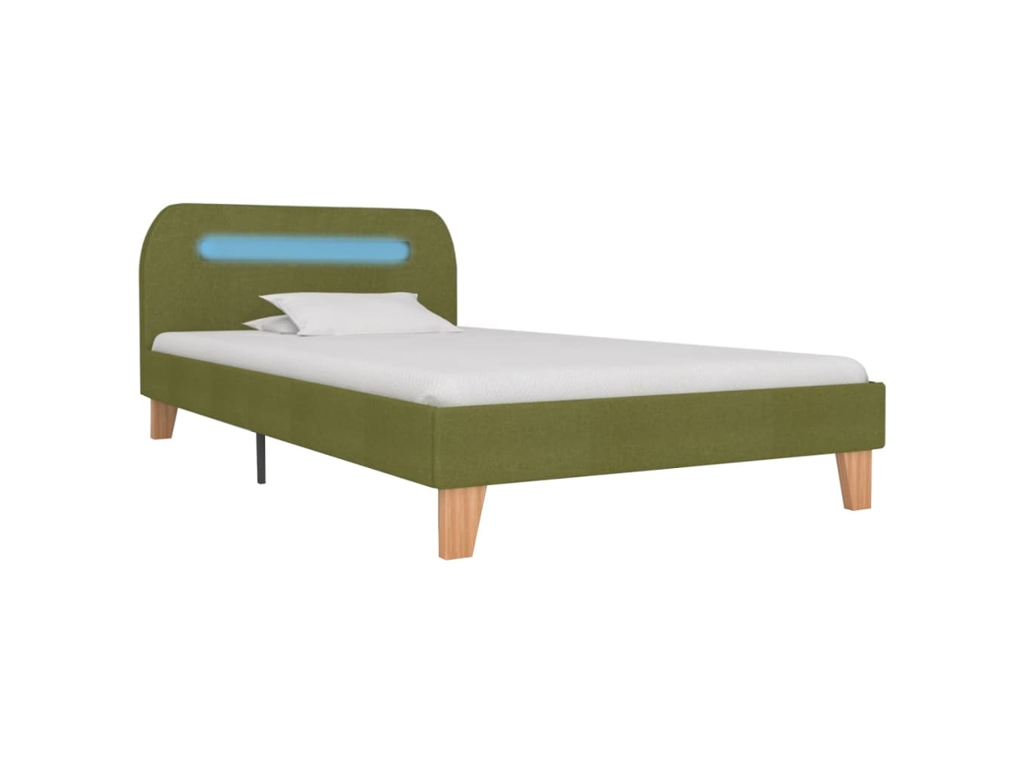 Estrutura de Cama com Led em Tecido 90x200 Cm Verde MAISON EXCLUSIVE