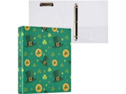Pasta de 3 Argolas para Tamanho Carta Papel, Trevo e Chapéu do Dia São Patrício, Organizador (27,9 X 21,6 Cm)