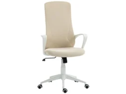 Cadeira De Escritório Ergonómica Com Altura Ajustável Função De Inclinação E Encosto Alto 62x56x110-119,5 Cm Bege