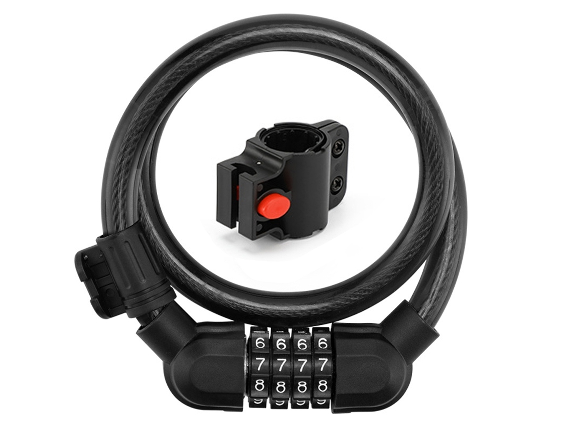 Lurelia Cadeado Bicicleta, Antirroubo, Código, Preto, 140x130cm, 55,11x51,18 Pol