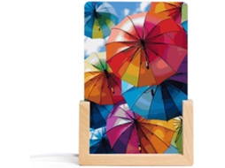 Luminária Noturna Acrílica, Guarda Chuva Colorida com Base de Madeira Impressa, Luz Noturna LED, Luminária
