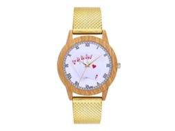 Relógio Feminino de Pulso de Quartzo com Pulseira de Silicone Padrão Poker (ouro)