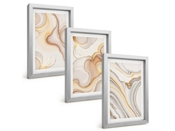 Galeria De Pinturas Muraismotivos Abstratos Lineares Moldura Prateada Fotos Para O Escritório Espelharte (3 Peças 20x30 Cm)