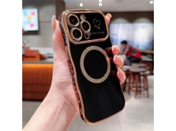 Capa Para Iphone 17 Air Preta Com Revestimento Eletrolítico E Grande Onda Magnética Em Formato De Coração