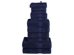 Vidaxl 12pcs Conjunto Toalha Premium Solund 600 Gsm Azul-marinho
