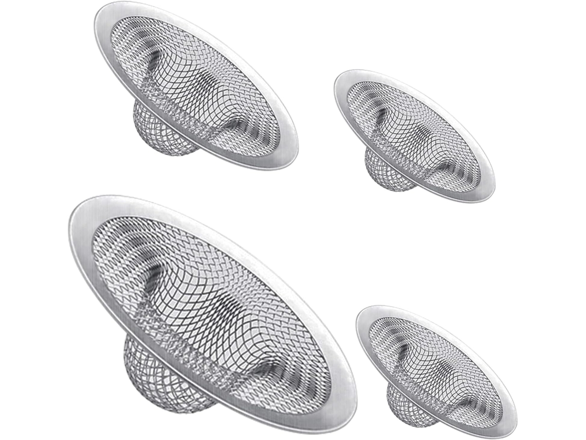 Conjunto De 4 Ralos De Aço Inoxidável Para Pia E Banheiro