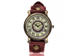 Reloj De Pulsera De Cuarzo Con Correa De Cuero Pu Para Mujer Numerales Romanos Rojo Ccq