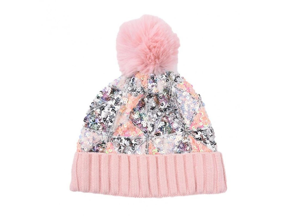 2026-gorro De Invierno Com Pom Pom De Peluche Removível Para Mulher, Antivento E Quente, Moda Com Strass Rosa