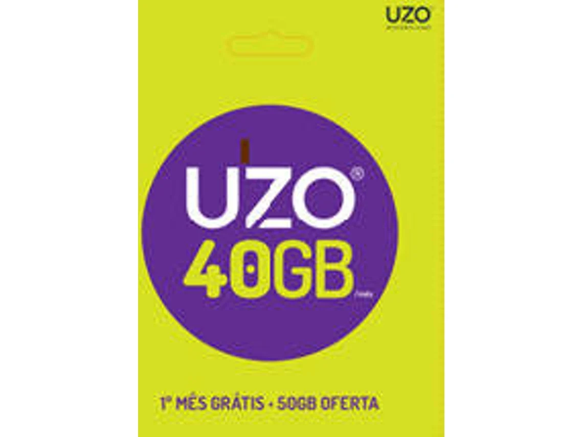 Cartão SIM Pré-Pago UZO 40GB