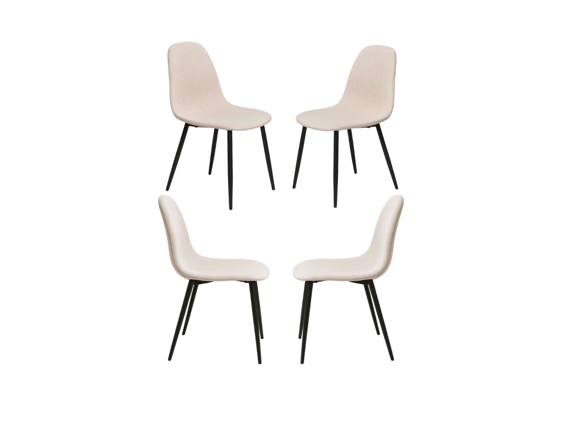 Pack 4 Cadeiras Teok Black Tecido Beige Presentes Miguel