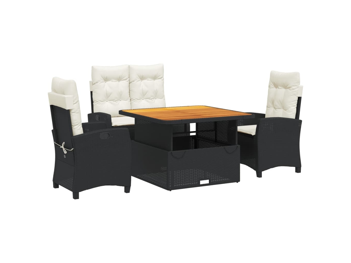 Garden Dining Set, Garden Dining Sets Vidaxl Preto Rattan / Vime (mesa Com 110 Cm De Comprimento)