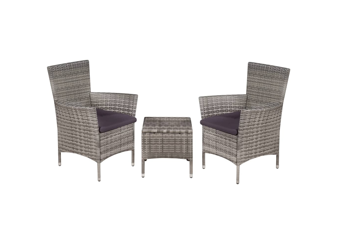 Pcs Conjunto Bistrô Vime Pe Cinzento Dkd Home Decor