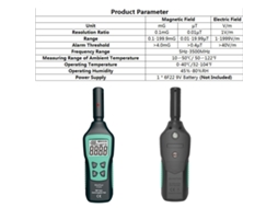 Medidor EMF FY876, detector de radiação eletromagnética portátil com LCD e lanterna