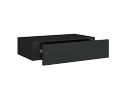 Prateleira de Parede com Gaveta MDF 40x23,5x10 Cm Preto MAISON EXCLUSIVE