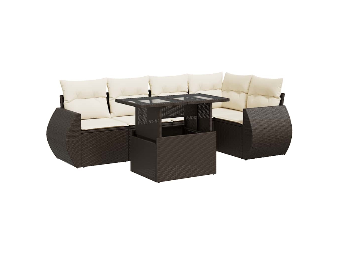 Conjunto de 6 Sofás Jardim com Almofadões Vime Pe Castanho MAISON EXCLUSIVE (80x200 cm)