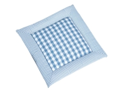 Almofadas macias para cadeira, em algodão e linho, com estampa xadrez, pacote com 2 unidades, 40x40cm, azul jeans.