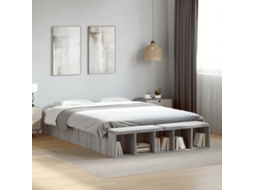 Vidaxl Estrutura De Cama 140x200 Cm Derivados De Madeira Cinza Sonoma