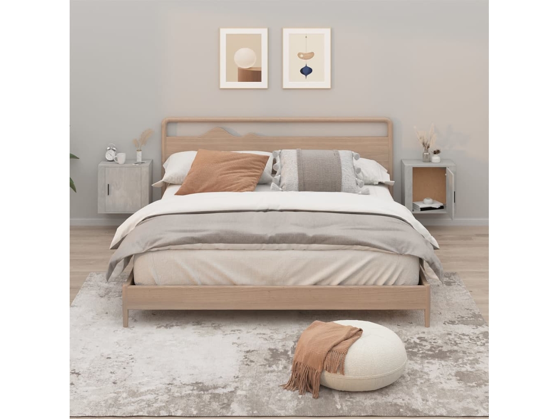Vidaxl Mesas De Cabeceira De Parede 2 Pcs 50x30x47 Cm Cinzento Cimento