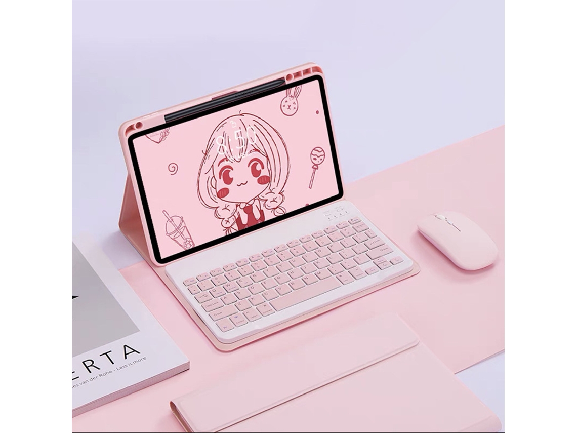 Capa Teclado Para Xiaomi Pad 7/7pro 11.2 Polegadas, Com Teclado E Mouse Bluetooth (rosa) Cuich (2024)