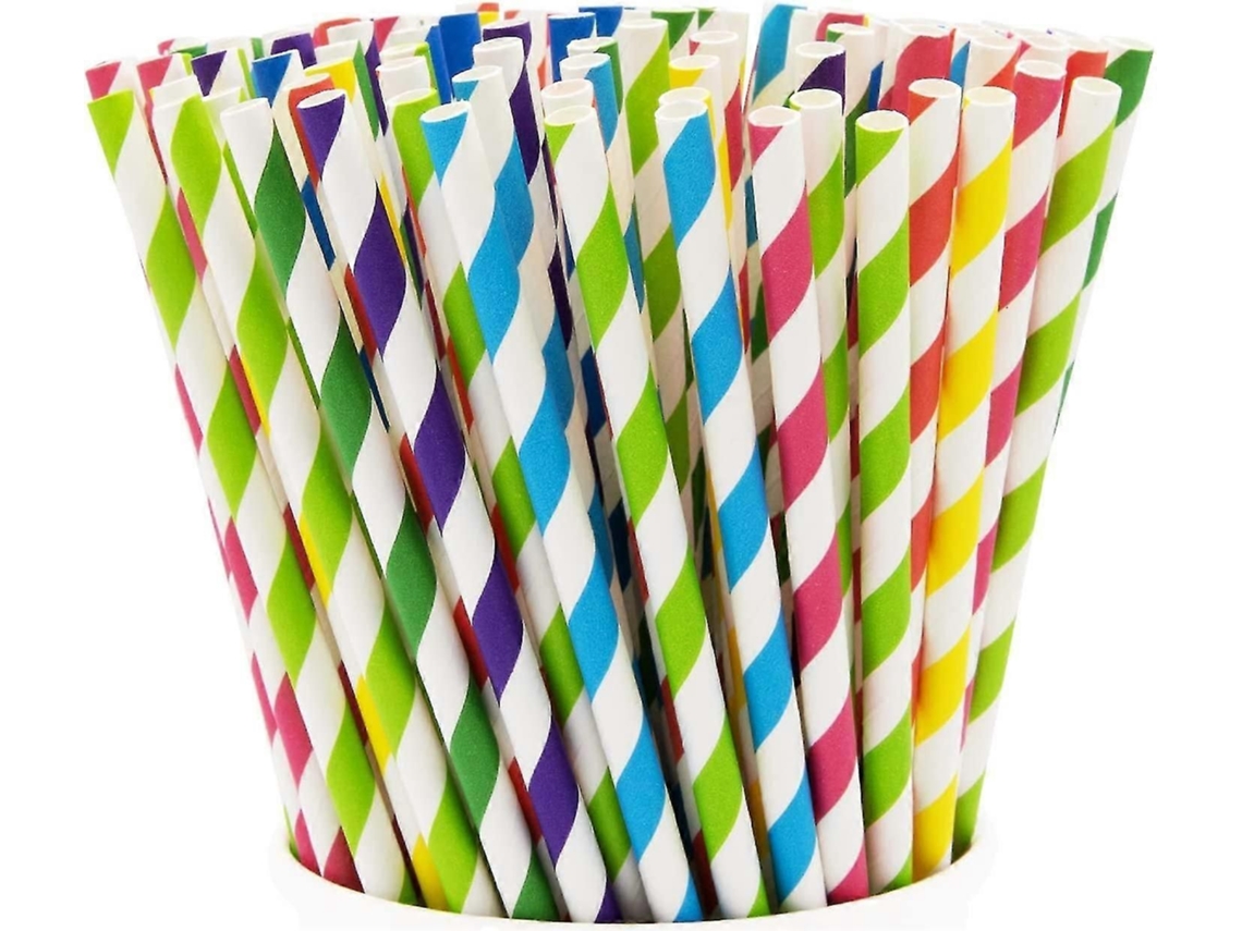 Canudos De Papel [pacote Com 200] 100% Biodegradáveis - Sortidos