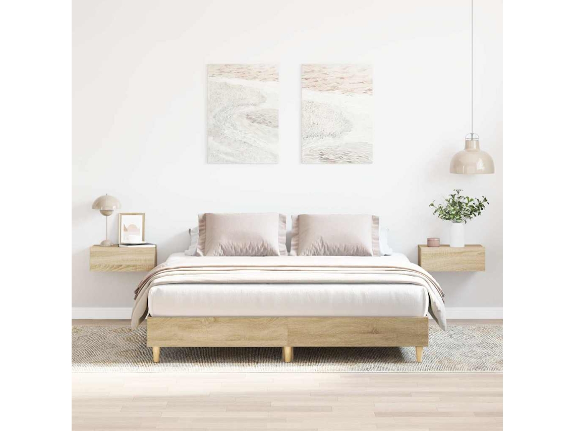 Vidaxl Estrutura Cama Sem Colchão 150x200 Cm Carvalho Sonoma
