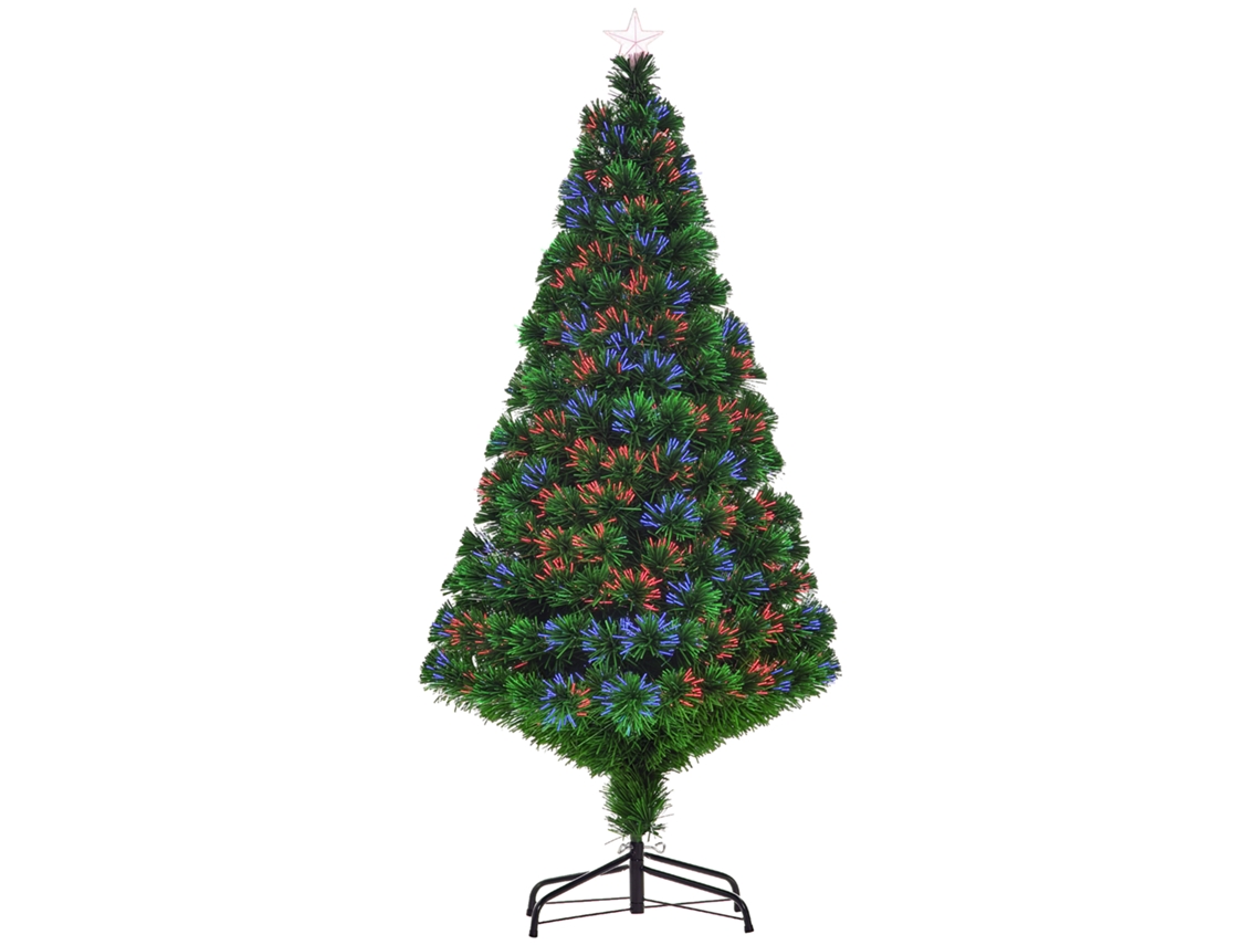 Árvore de Natal artificial, fibra de vidro, 150cm, com 180 LEDs, suporte metálico