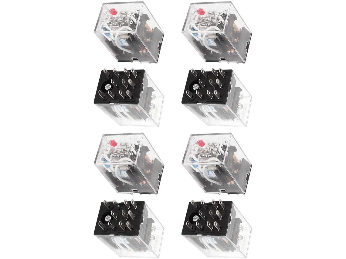 Conjunto de 8 Relés Potência Ac 24v com Bobina e Led Vermelho, 11 Pinos, 3pdt, 3na (normalmente CHABERLU