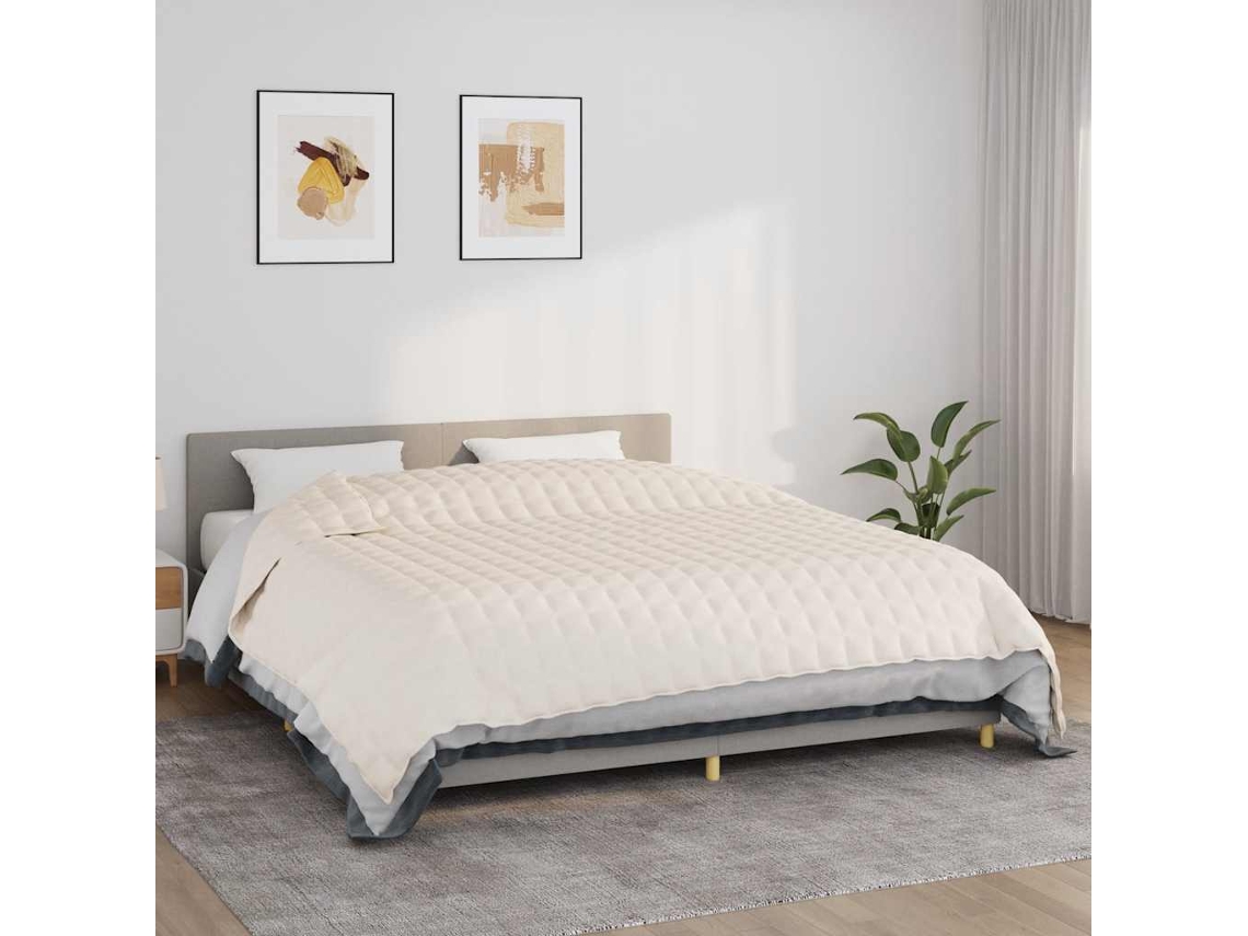 Vidaxl Manta Pesada 11 Kg 220x260 Cm Tecido Creme-claro