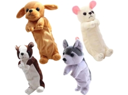 Estojo De Lápis Cachorro 4 Peças, Pelúcia Com Zíper E Cordão, Bolsa Material Escolar Um
