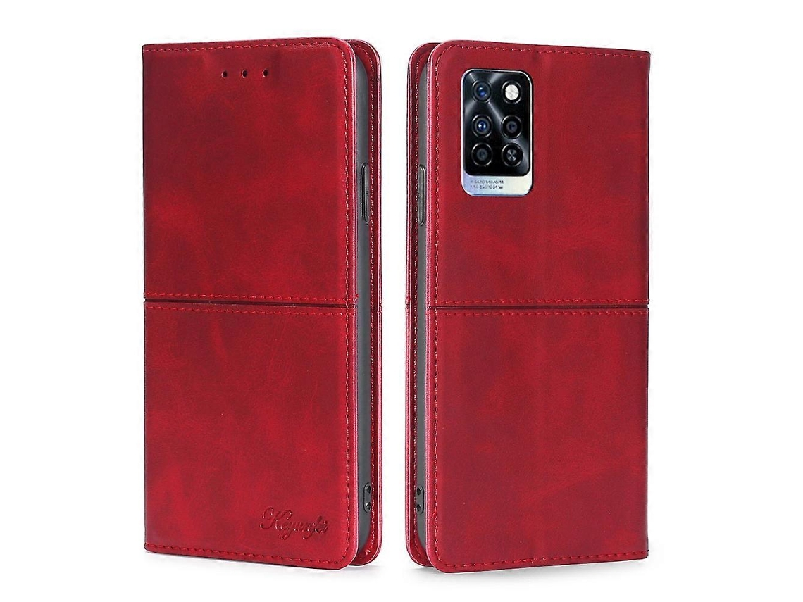 Capa De Celular Infinix Note 10 Pro Em Couro Sintético Com Textura De Vaca E Fecho Magnético Horizontal.