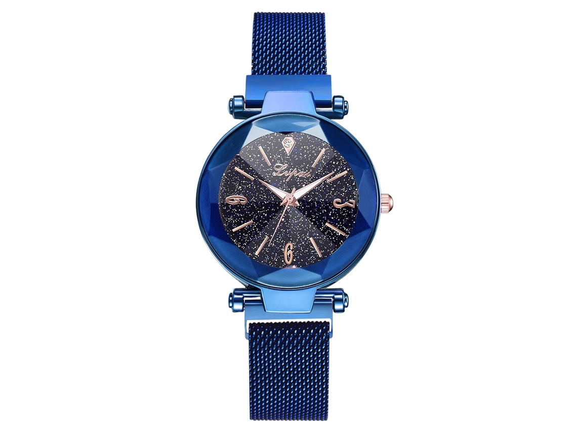 Relógio de Pulso Feminino Simples Casual de Liga com Movimento Quartzo Azul