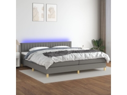 Vidaxl Cama Box Spring C/ Colchão E Led 200x200 Cm Tecido Cinza-escuro