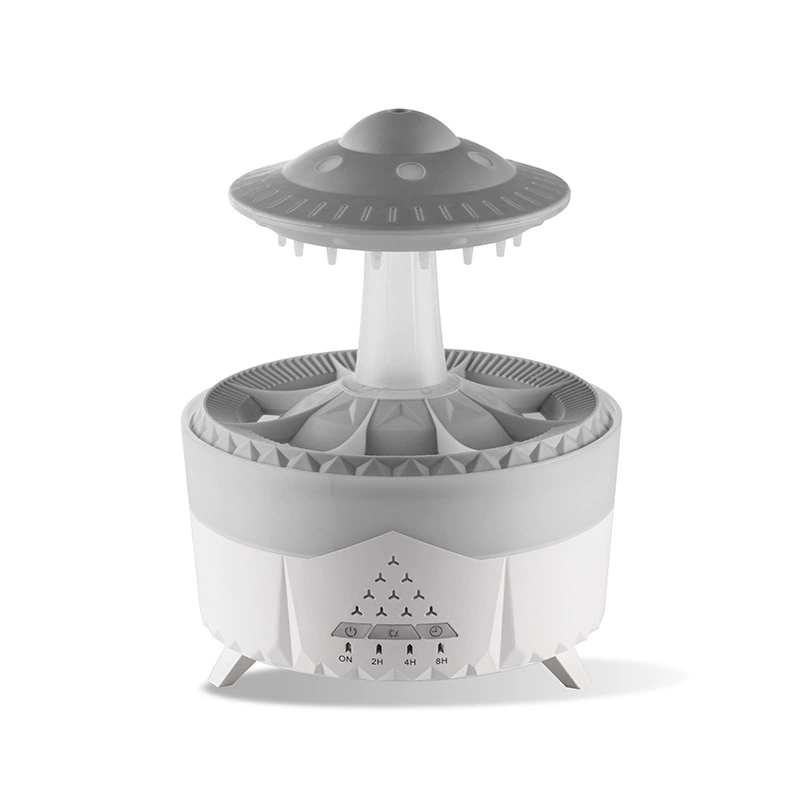 Umidificador De Aromas (branco-acinzentado), Com Tecnologia Ultrassônica E Design Que Imita Nuvens De Chuva Multicoloridas.