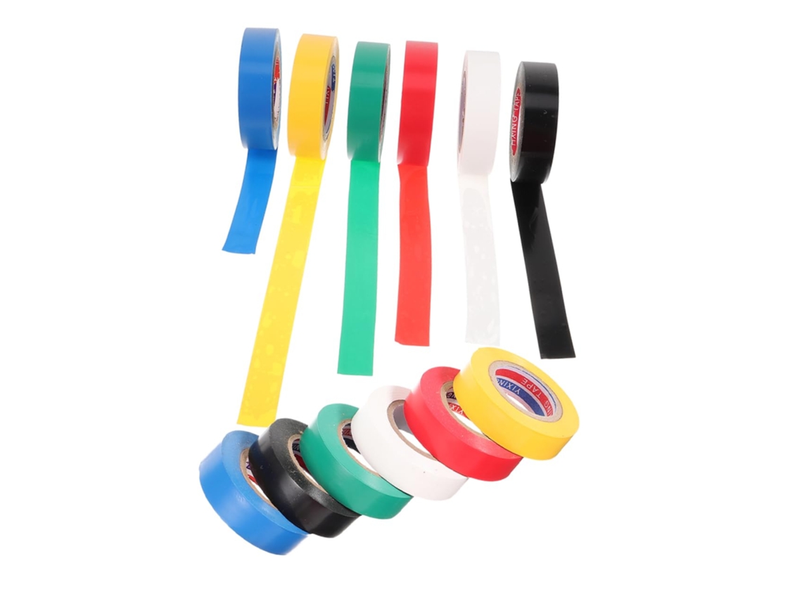 12 Rolos De Fita Isolante Colorida Pvc Para Projetos Elétricos Externos E Inspeção Cabos