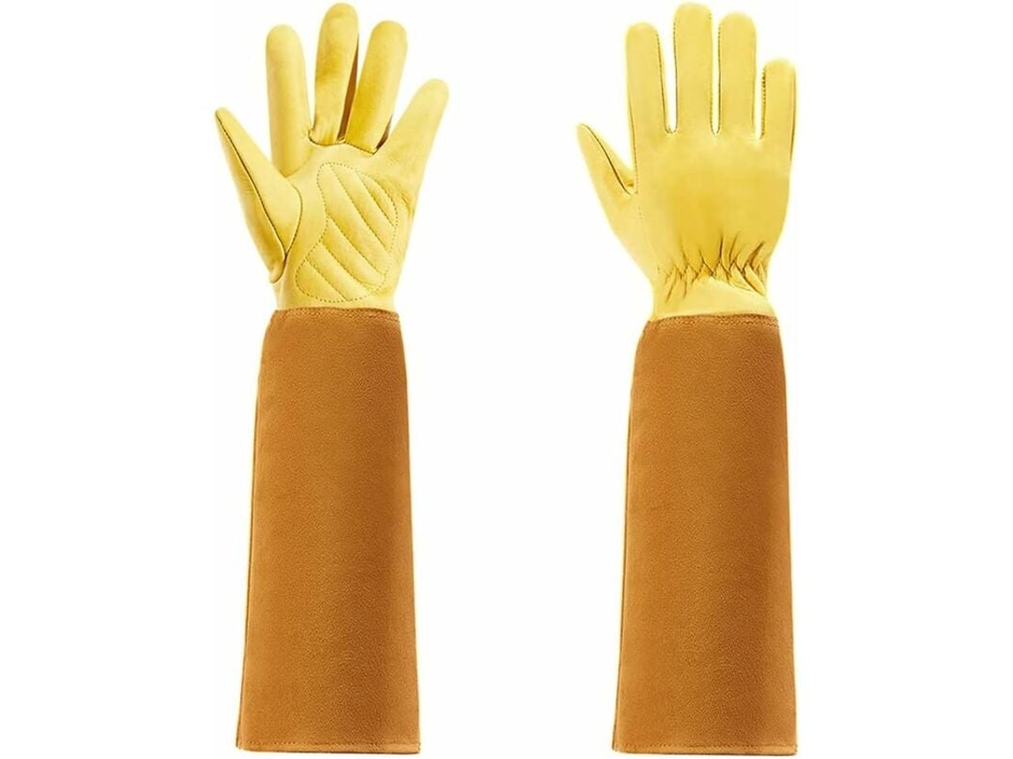 Garden Luvas Para Mulheres E Casas, Couro Bovino, Cozinha Com Proteção Longa Para Antebraço Cxc (cor Amarelo, Tamanho G)
