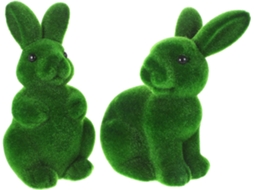 Inoomp 2 Peças de Coelhos Flocados Verdes Pequenos Coelhos de Musgo Figuras Decorativas de Páscoa para Jardim, Terraço CHABERLU