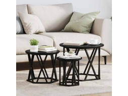 Vidaxl Mesa Lateral Empilhável 3 Unid. Carvalho Preto 53 X 53 X 40 Cm