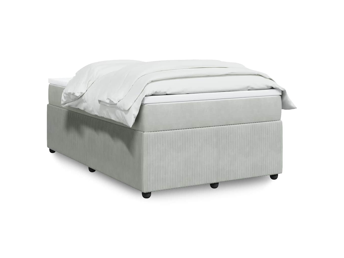 Vidaxl Cama Boxspring Com Colchão 120x190 Cm Veludo Cinzento-claro