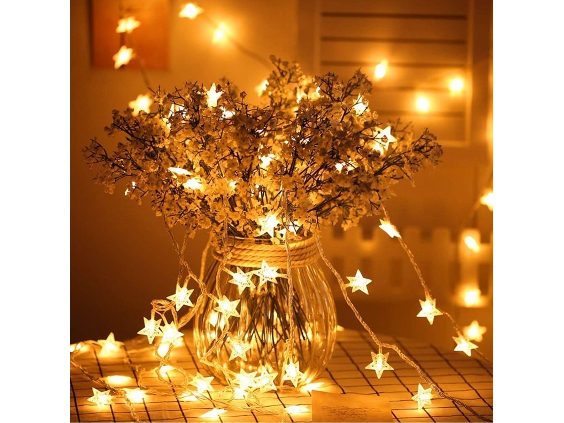 Luzes de corda 5m com 50 LEDs estrela Nova Line