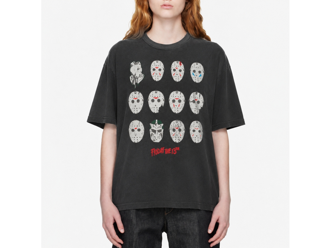 Rockinstone Friday The 13th Masks Black T-shirt Size:s
