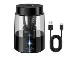 Apontador elétrico Slowmoose, apontador automático para crianças, preto