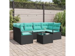 Vidaxl Conjunto De Sofás 7 Unid. 6-número De Lugares Preto E Azul