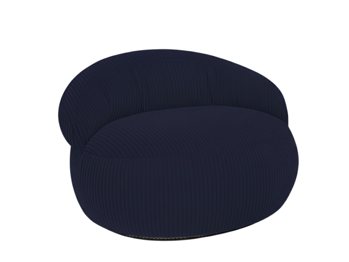 Puff Xxl Com Capa Amovível Em Veludo Canelado 110x100 Cm Azul Escuro
