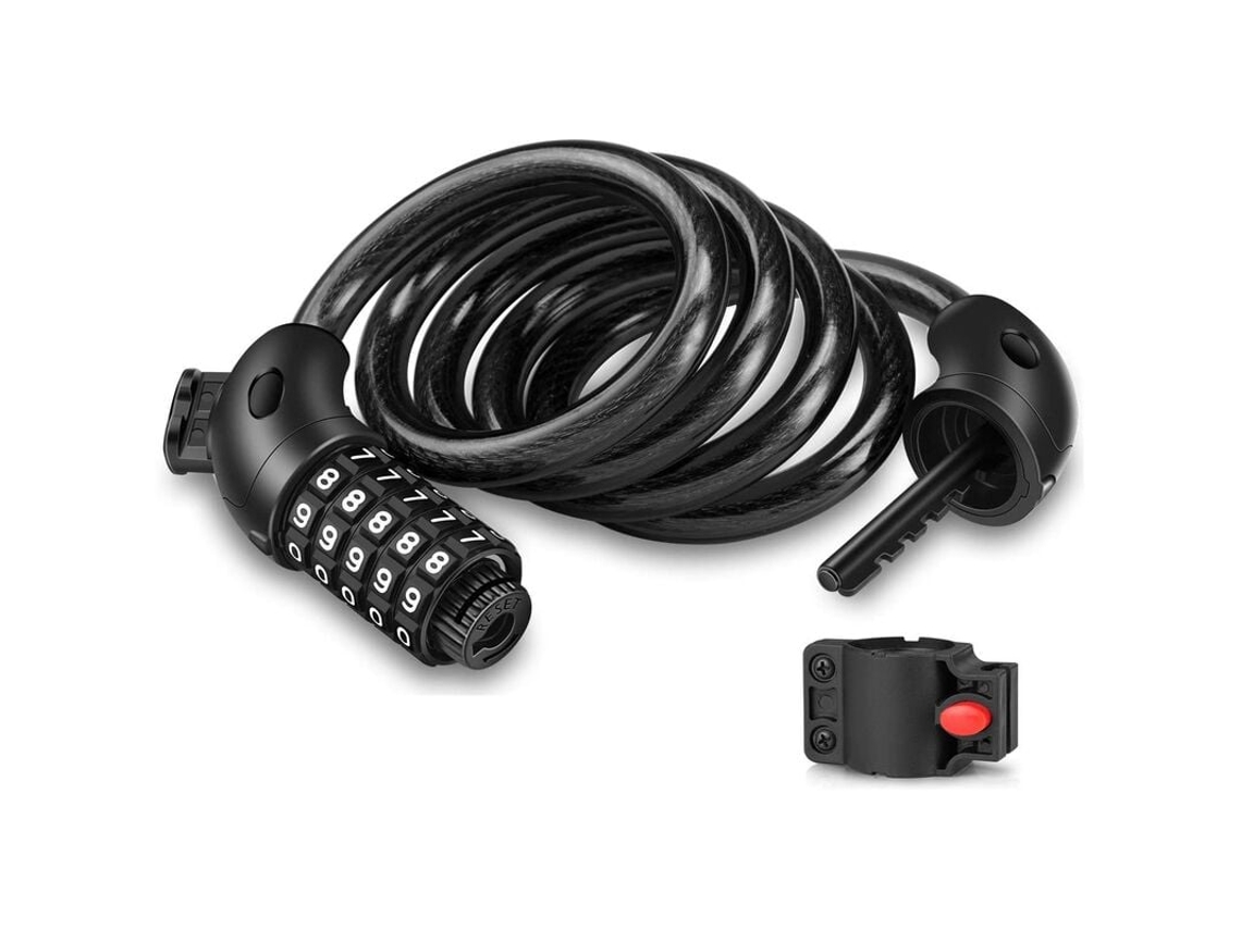 Cadeado De Bicicleta Com Combinação De 5 Dígitos, Antifurto, Para Uso Externo, Com Suporte Para Bicicleta, Cabo De 12 Mm Para Bici Aquaforge