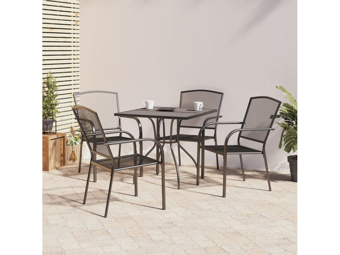 Pcs Conjunto De Jantar Para Jardim Aço Antracite Dkd Home Decor