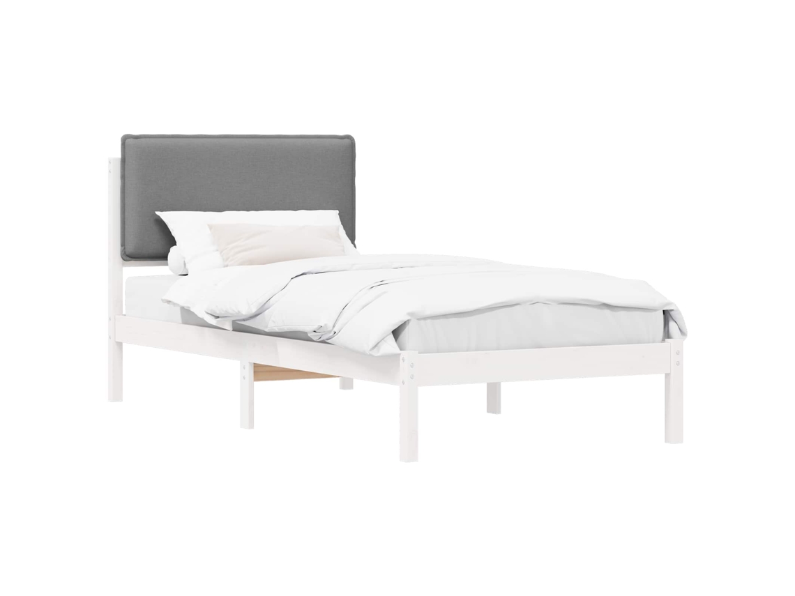 Estrutura de Cama com Cabeceira Estofada em Cinzento Claro MAISON EXCLUSIVE