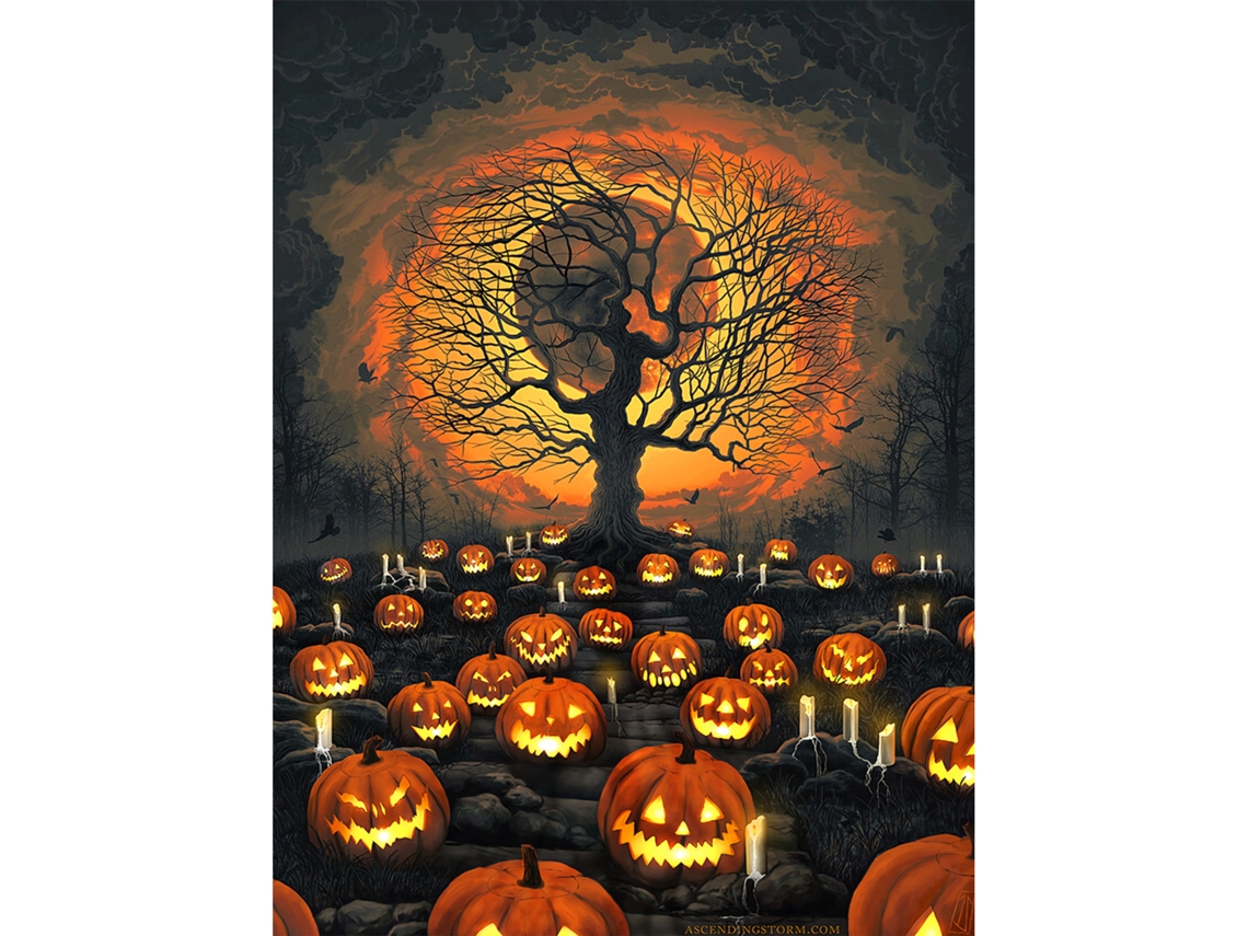 Pintura De Diamantes Com Design De Broca Completa Tema Halloween