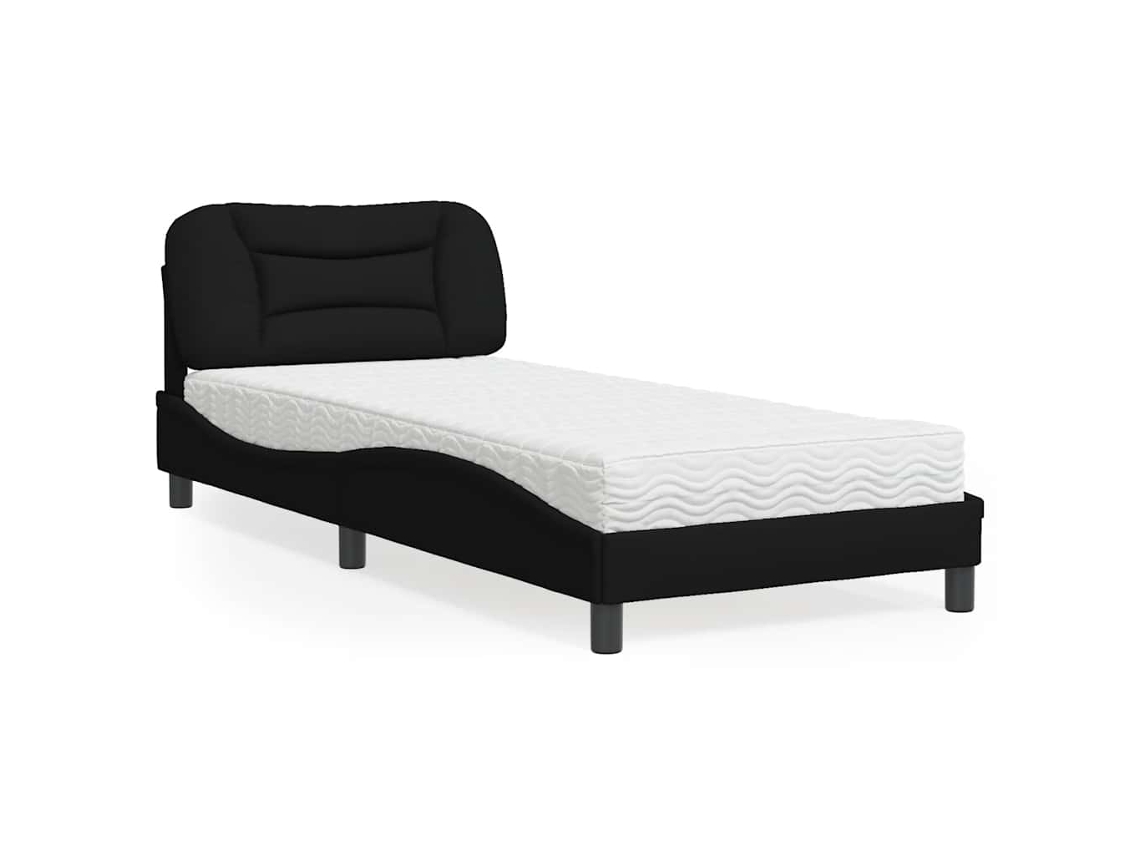 Vidaxl Cama Com Colchão Hvar 90x190 Cm Tecido Preto