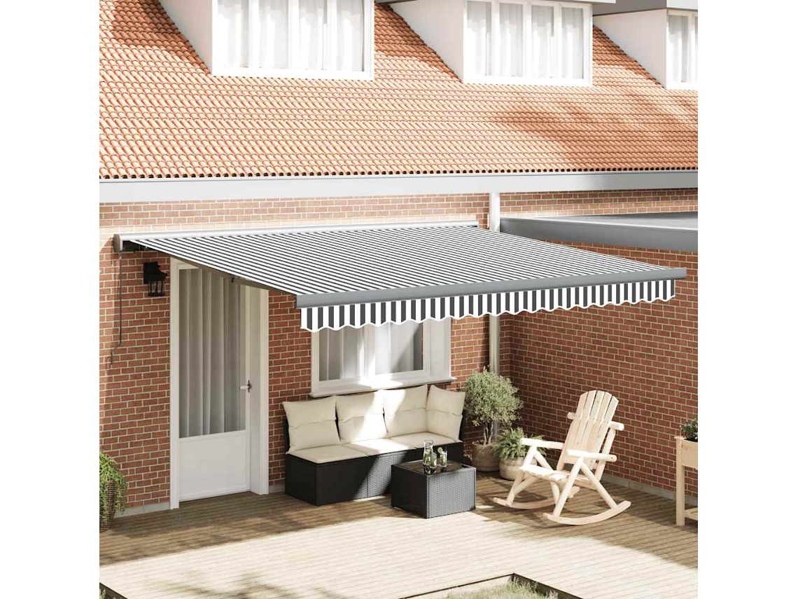 Vidaxl Toldo Retrátil 4x3 M Tecido E Alumínio Antracite E Branco