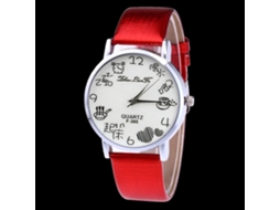 Reloj De Cuero Moderno Para Hombre Y Mujer Dial Redondo De Cuarzo Color Rojo